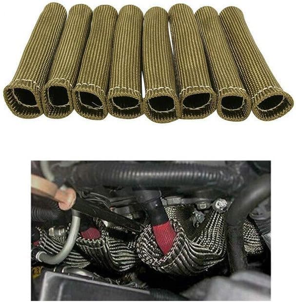 Titanium Spark Plug Wire Boots Protector 2500 Degree Spark Plug Wire Insulation Heat Protection Cover 8pcs Spark Plug Protector Titanium