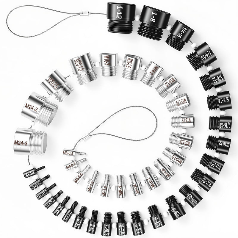 Nut and Bolt Thread Checker 45 Male/Female Thread Gauges (24 SAE/Inch & 21 Metric) Nut and Bolt Thread Size Checker Thread Identifier Gauges for Quickly Identify and Verify 45 Gauges - 24 Inch & 21 Metric