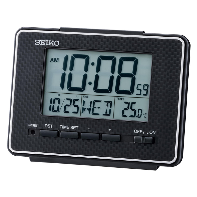SEIKO QHL096KLH Digital Everything Bedroom Alarm Clock, Black, 3 Inches