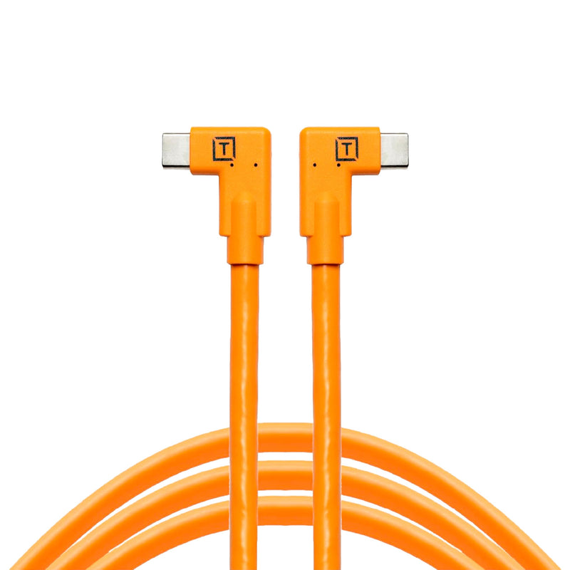 TetherPro USB-C to USB-C, 5Gbps Gen 1, Right Angle to Right Angle, 15' (4.6m), High-Visibility Orange