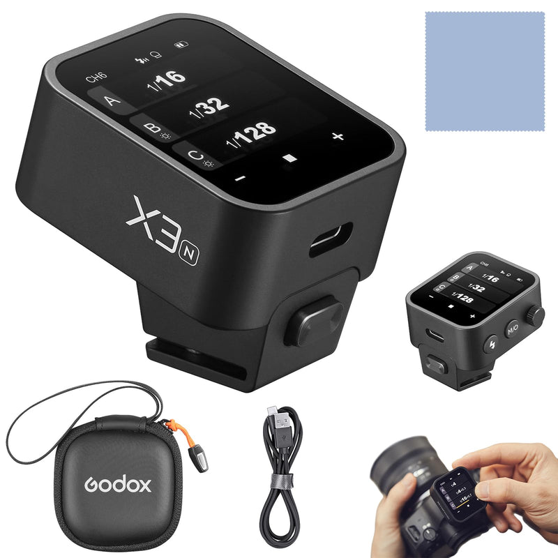 GODOX X3N 2.4G Wireless Flash Trigger Transmitter TTL Autoflash with Large OLED Touchscreen Multiple Flash Modes with USB Port 32 Channels 16 Groups Compatible with Nikon Cameras