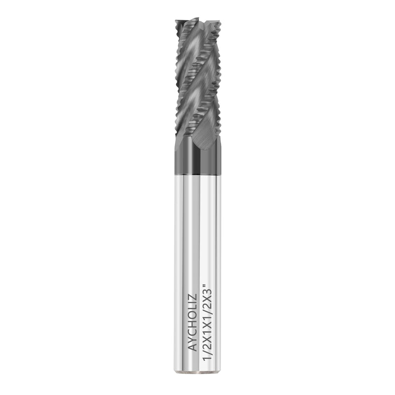 1/2" Tungsten Carbide Roughing End Mill 4 Flute Square Endmill Set CNC Milling Bits with AlTiN Coated for Alloy Steels/Hardened Steels 1/2 in