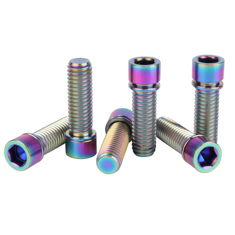 6Pcs Titanium M8 x 25mm Ti Bolt with Washer for Bicycle Stem Rainbow