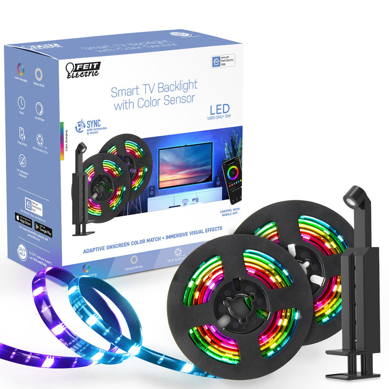 Feit Electric Smart TV Backlight with Color Sensor and 11.5ft LED Tape Light Supports 55"-85" TVs, RGB Backlight, No Hub Required - TAPETV85/RGB/AG TV Strip TV Strip 55in - 85in TVs