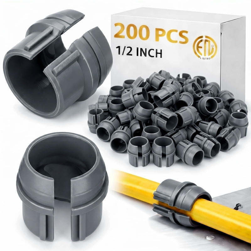 Copkim 200 Pcs 1/2 Inch Non-Metallic Cable Connectors Bulk NM Wire Fixing Buckle Plastic Labor Saving Snap Quick Installation for Wiring, Single 14/2-10/3 Awg, Two 14/2-12/2-14/3 Awg, Etl Certified