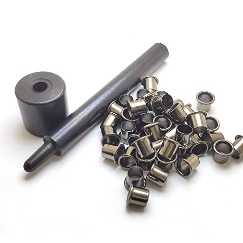 1 Tools with 100pcs #8-9-8.4mm (.294 Length Under Flange x 1/4" Outside Diameter) Anti-Rust Brass Eyelets Rivets for .080 - .093 Kydex Holster（Matte Black Color）
