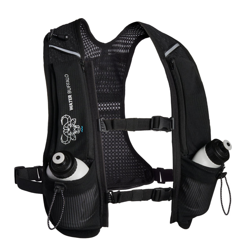Water Buffalo Hydration Running Vest - Quiver Hydration Vest - Running Hydration Vest with Dual Water Bottles - Lightweight Water Backpack for Running, Onyx Trail Large/X-Large