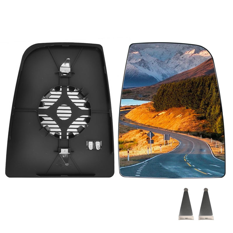 TOP-MAX Passenger Right Side Upper Mirror Glass Replacement for Ford Transit 150 250 350 MK8 2014-2023 with Heated and 2 Metal Clips