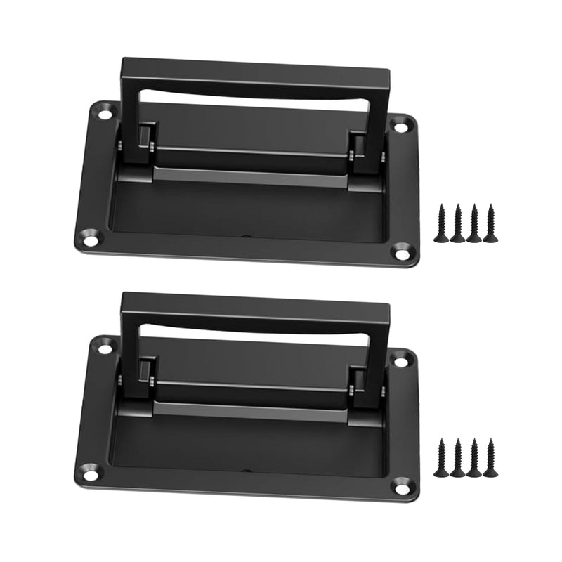 Black Zinc Alloy Recessed Pull Handle,Recessed Flush Pull Handle for Drawer Access Door Toolbox,Kitchen Hardware Cabinet Drawer Handles(2 Pack,4.33 x 2.75 inch) Black