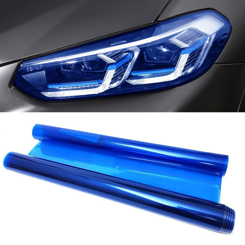 Tint Film for Taillight Headlight Fog Light, 12×48 Inches Vinyl Self-Adhesive Car Tail Light Tape, Brake Light Headlight Cover Protection Film Color Shiny Chameleon Sticker (Dark Blue)