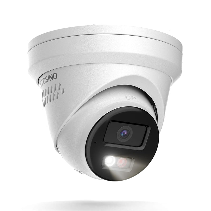 5MP Outdoor PoE IP Turret Camera, Sound & Light Alarm, Active Deterrence, Smart Color Night Vision (98ft), 2-Way Audio, AI Human/Vehicle Detection, Full Metal IP67, 115°Wide Angle, 120dB WDR White - 5MP Active Deterrence