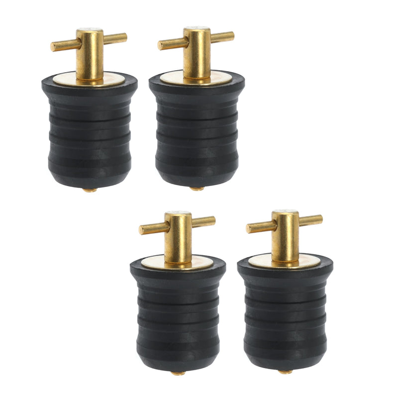 4 Boat Drain Plugs with T Handle and Twist Plug Function (Brass, 1.25 Inch) Brass