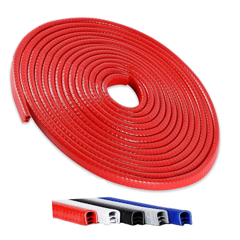 Winfort 16.5FT(5M) Universal Car Door Edge Protector Guards, No-Glue Required Rubber Seal U Shape Automotive Door Entry Guard, Suitable for Most Cars, SUVs and Trucks (Red) Red