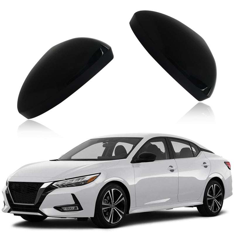 Black Rear View Side Mirror Cover Cap Trim Compatible with Nissan Sentra 2020 2021 2022 2023 Fit for Nissan Altima 2019-2023 Exterior Accessories (Black Rearview Mirror Cover) Black Rearview Mirror Cover