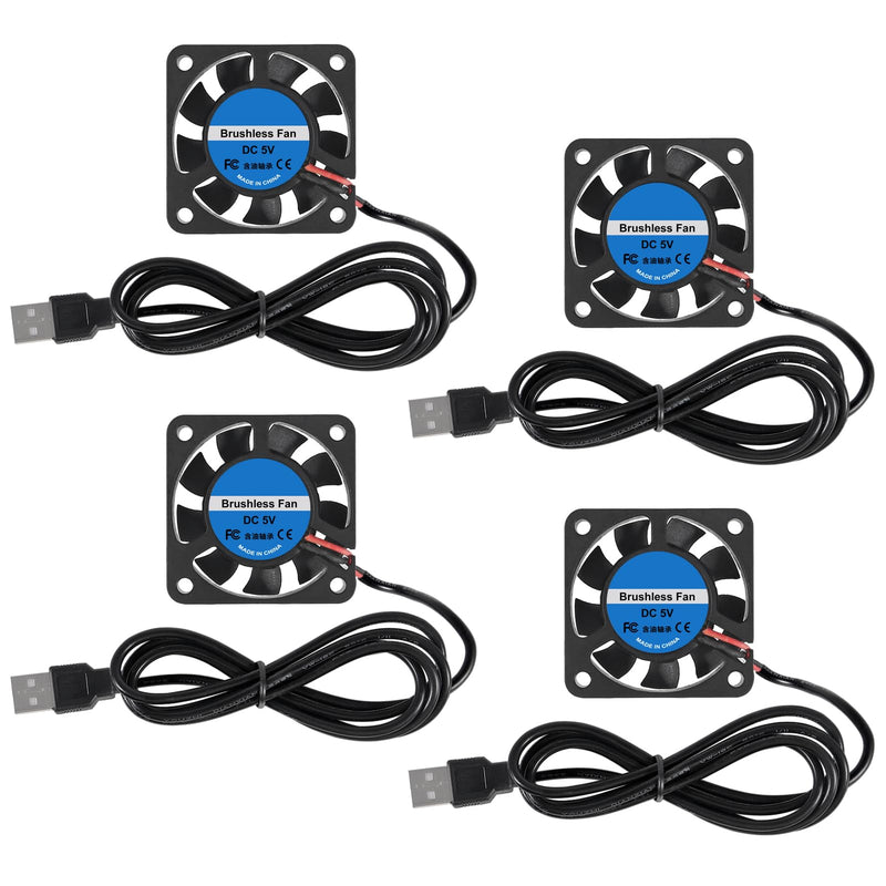 4pcs 40mm USB Brushless Cooling Fan 40mm x10mm DC 5V Quiet Cooling Fan 4010 Mini Computer Fan for Small Appliances Series Replacement 4010 5V USB