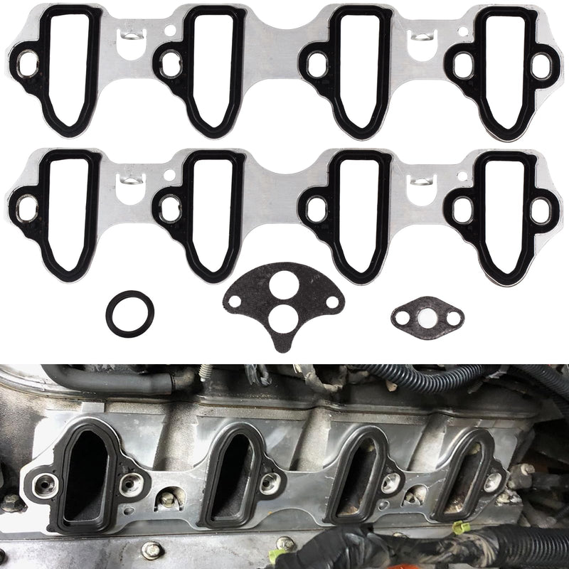 MS98016T For Chevy Silverado 5.3 Intake Manifold Gasket Ls Ls2 Ls3 Ls6 Chevrolet Sierra Avalanche Escalade Yukon Tahoe Suburban Intake Manifold Gasket Sealing 4.8 5.3 6.0 6.2L 89060413 MIS16340 MS98016T