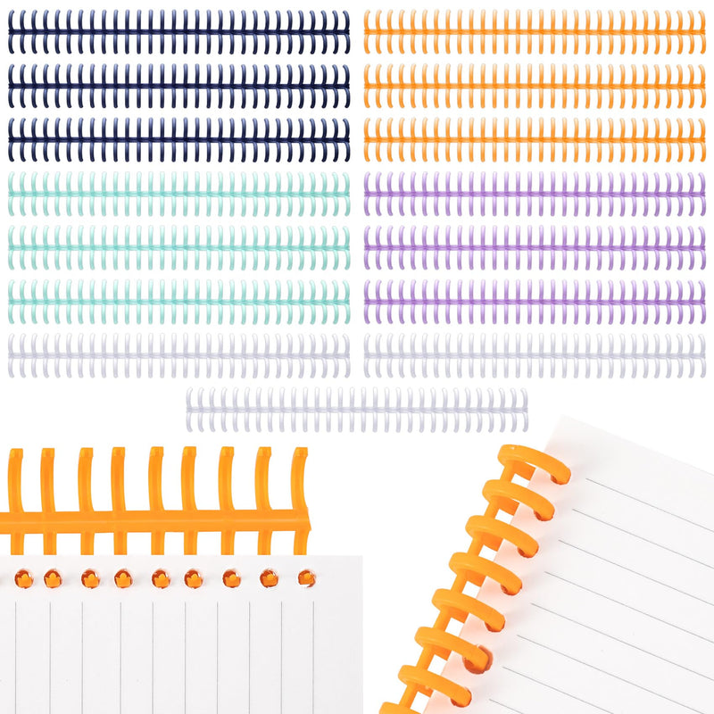 15 Pack 3/8" Comb Binding Spines Plastic 26 Rings Spiral Binding Coil Multicolors for Binding Machines Teacher Student Study Document Notebook File Planners Making