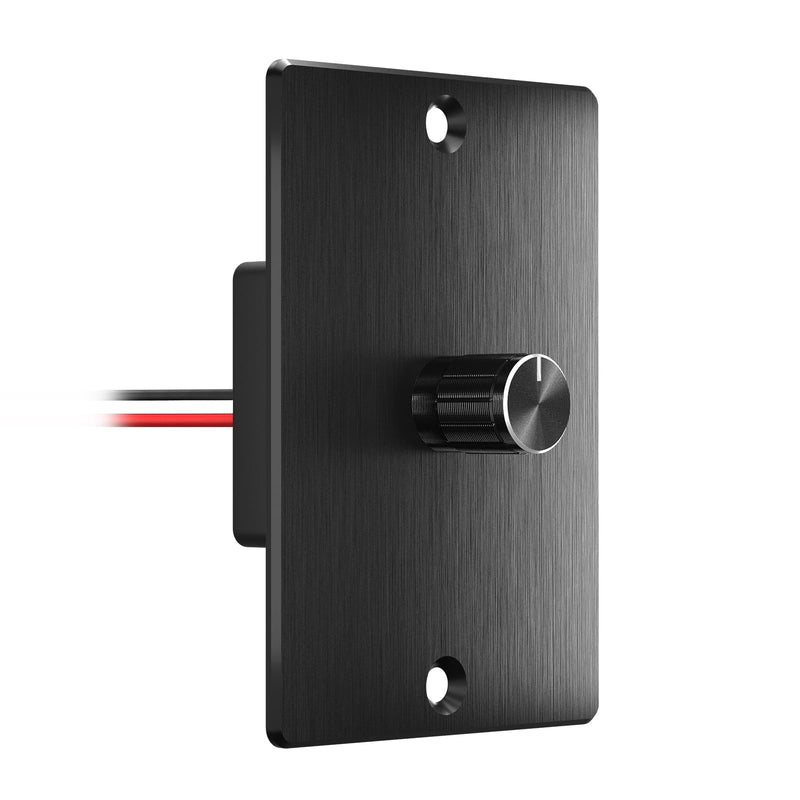 12 Volt PWM LED Dimmer Switch 15A 180W, Push On Off, Rotary Knob Dimming,12V 24V Light Dimmer for RV Boat Truck Camper Van Trailer Light Fixtures, LED Strip Light (Black Panel) Black