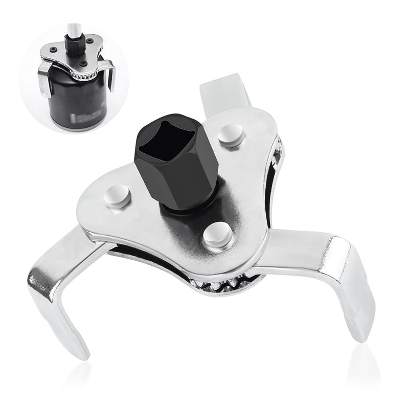 carleef Adjustable Oil Filter Wrench Tool,3 Jaw 2 Way Oil Filter Remover Tool from 2-1/2 Inch to 4.5 Inch,Universal Car Accessories Oil Filter Tool for Most Cars Trucks