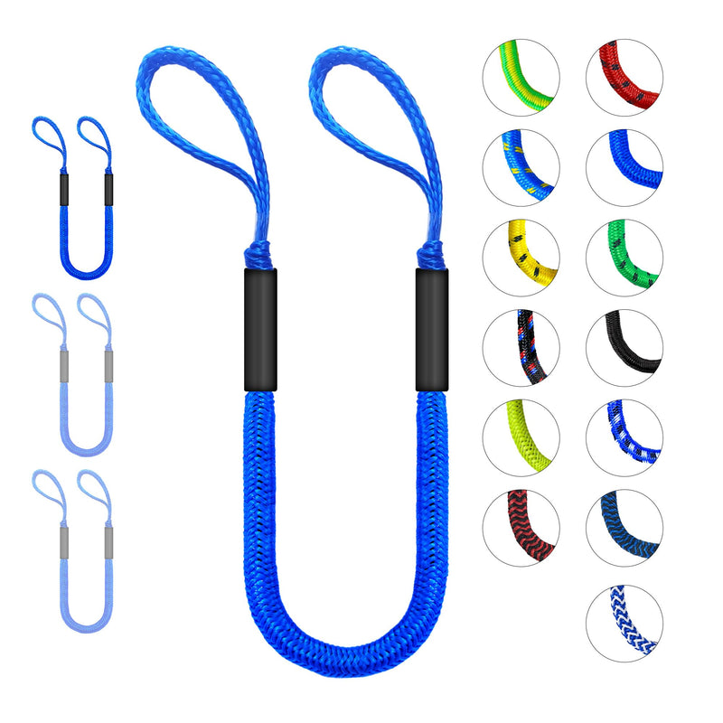 Bungee Dock Lines for Boats with Loops, Boat Tie Downs for Docking, Adjustable Boat Mooring Rope for Pontoon, Jon Boat & PWC (2, Blue, 4 FT) 2