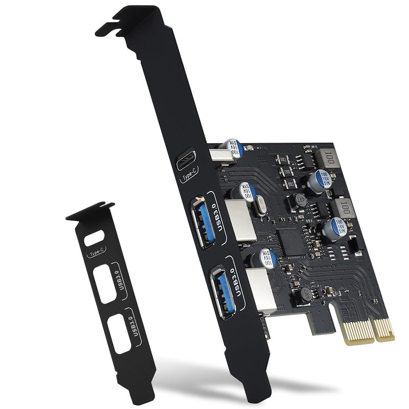 USB PCIE Card 18W Power Delivery, PCI Express 3 Port (Type C, 2 x Type A) PCIe USB 3.0 Fast charging Card Expansion Card with Low Profile Bracket for Desktop PC Windows XP/7/8/10 and Mac OS