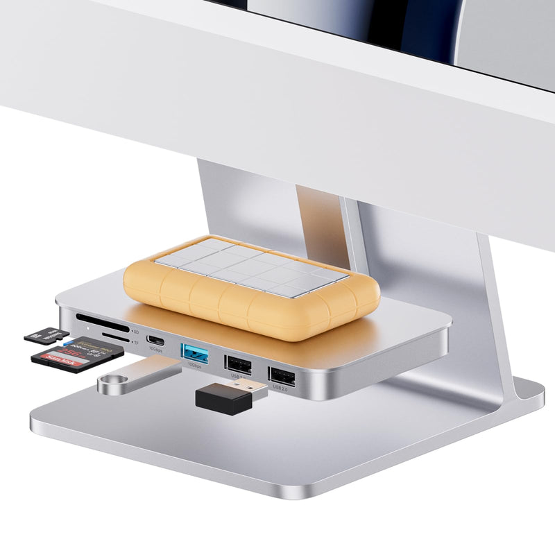 iMac Accessories for iMac 2021/2023, PULWTOP USB C Hub for iMac with USB A/C 10Gbps, iMac Hub for M1/M3, 2 USB A 2.0, SD/TF Card Reader for iMac 24 inch & Studio Display 2 6-in-1 Sliver USB C Hub for iMac