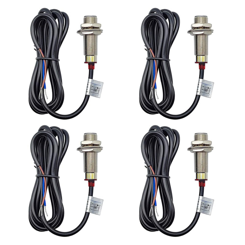 NJK-5002C Hall Effect Sensor M12 Proximity Switch NPN NO 3 Wires Detection Approach Switch 10mm Normally Open (4 Pack)
