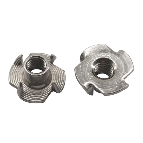 (50 Pieces) M10 Solid 304 Stainless Steel T Nut Four Claws Threaded Inserts