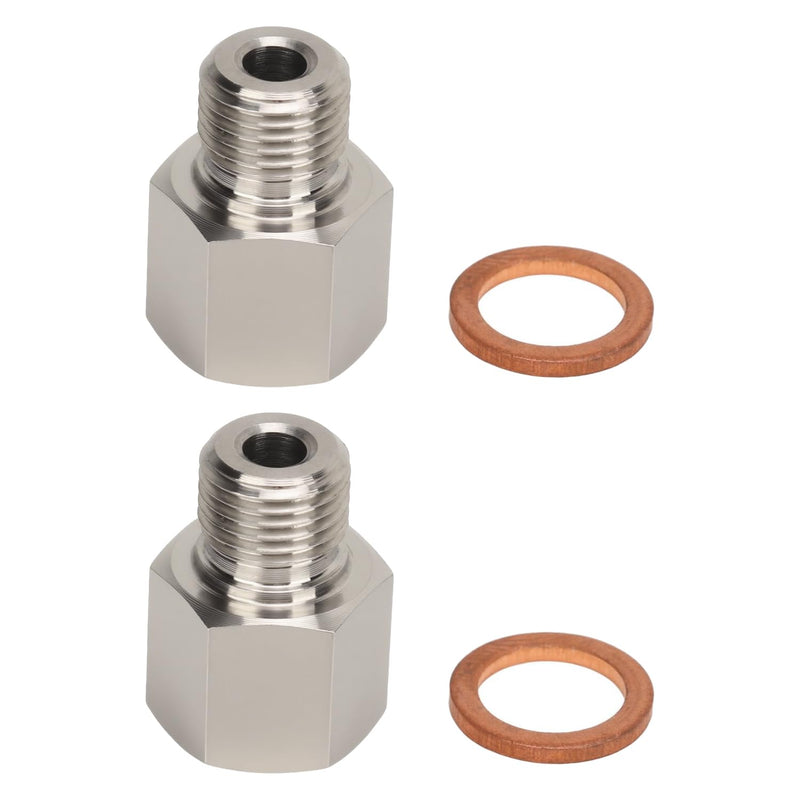 2 Pcs Sender Adapters 1/8in NPT Female to M10 x 1.0 Male Threaded Pressure Gauge Adapter with Washer, Stainless Steel Oil Reducer Adapter