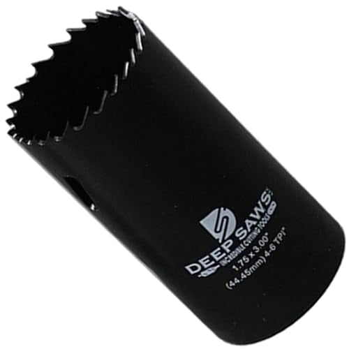 3" Deep 4-6 TPI Hole Saw for Steel, Stainless Steel, Aluminum, Wood, Plastic, Fabrication, and Construction (1.75") 1.75 inch