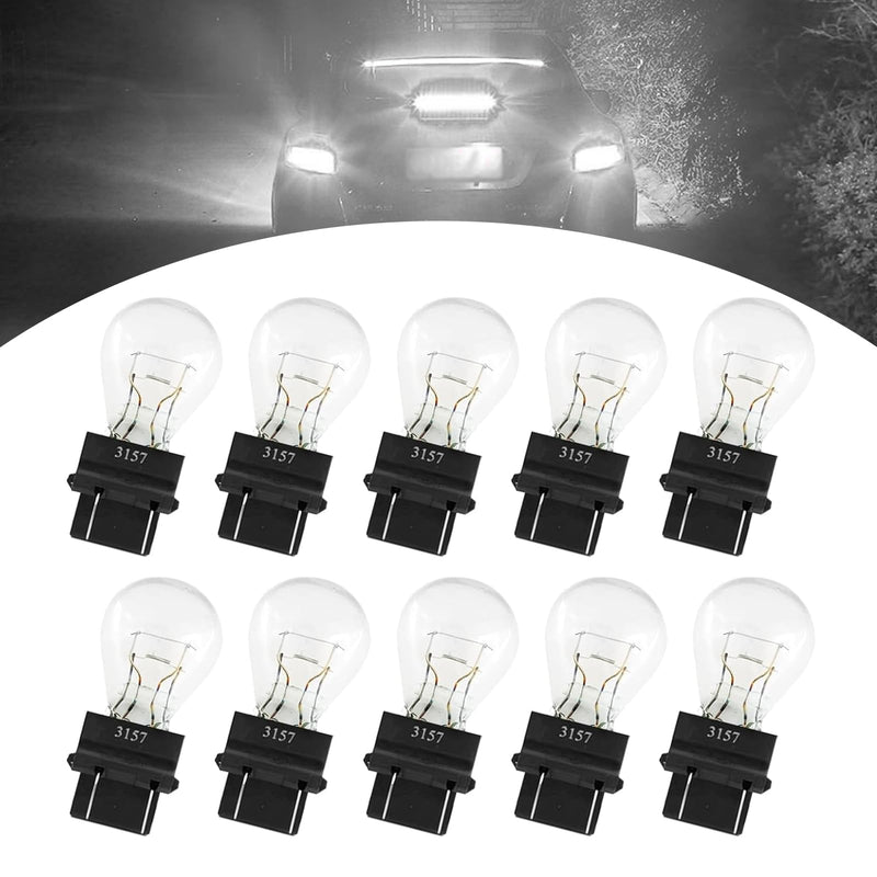 10 PCS 3157 Car Instrument Light Bulb, 12V 21/5W Waterproof Durable Vehicle Brake Light Replacements, Universal Automotive Marker Tail Light Accessories for Truck SUV Car (White Light) 10 PCS White Light