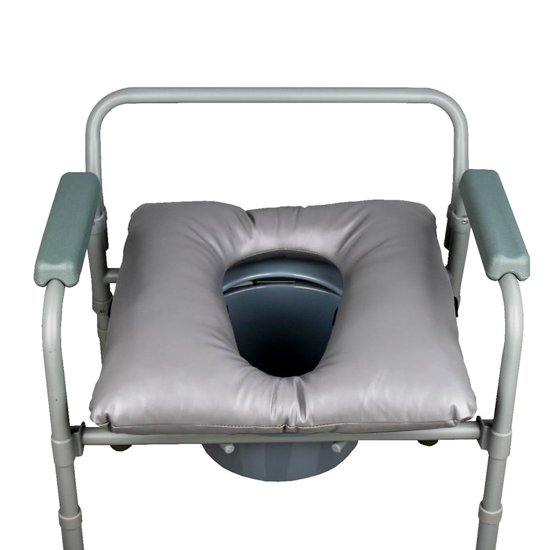 Bedside Soft Commode seat Cushion, Thick Pad PU Cover with Fixing Straps for Commode Chair, Washable Toilet Seat Cushion Warmer for Elderly Adults Grey