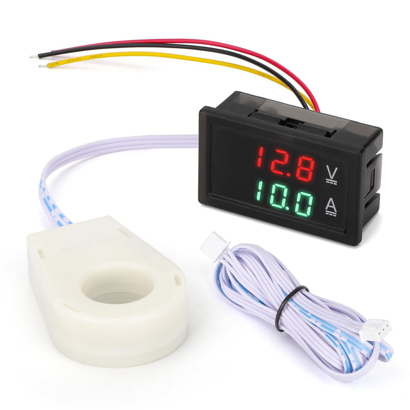 Linkstyle DC Volt Amp Meter Ammeter, DC 5-100V 100A Dual Display Current Voltage Meter Gauge with Hall Effect Sensor Transformer