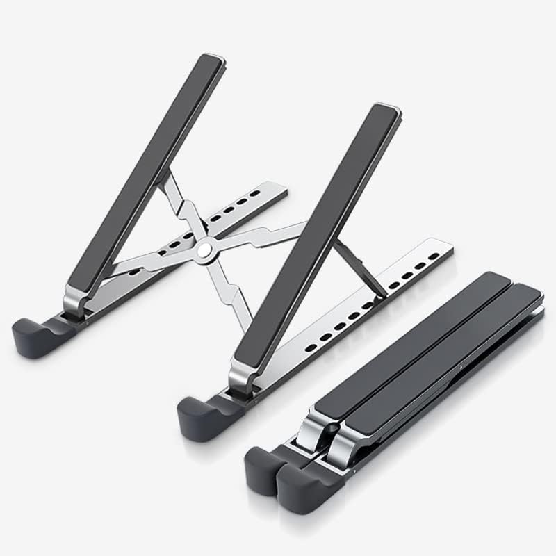 Adjustable Laptop Stand for Desk Aluminium Alloy Laptop Riser with 6-Angle Adjustment Foldable Computer Holder for 10-16" Laptop Silver-001