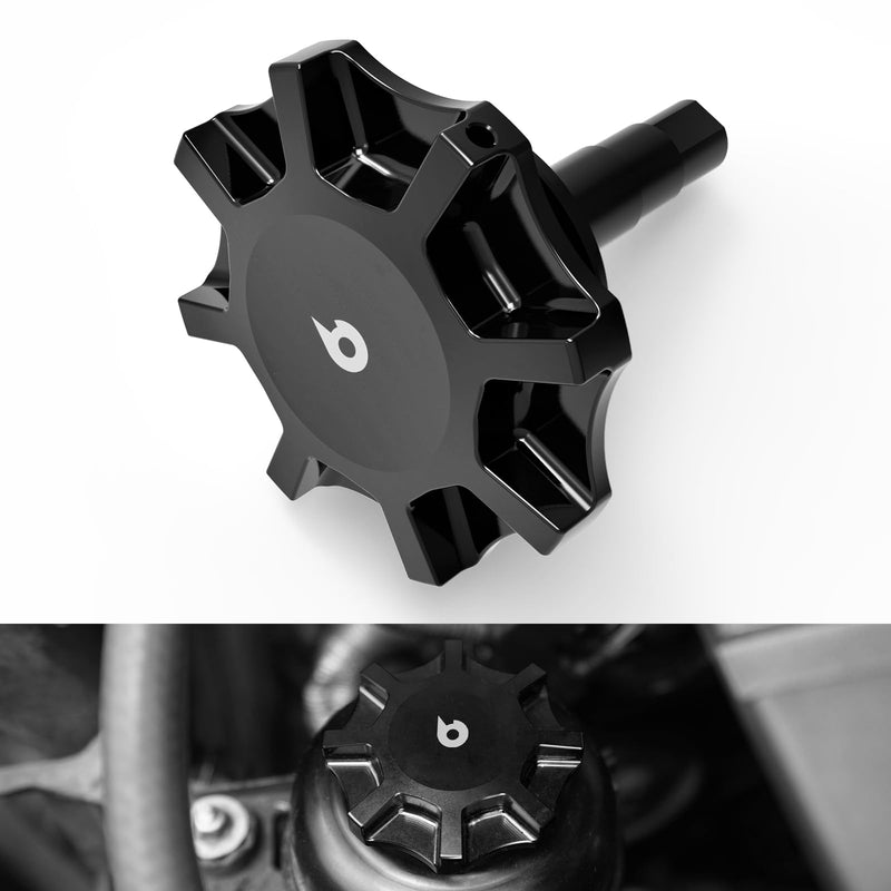 Bevinsee Aluminum Power Steering Reservoir Cap Compatible with BMW E46 E36 E85 E90 E39 E60 E53 E83 E92, N54 N52, 325i 325Ci 325xi 330i 330xi 330Ci 328i 335i, Replacement 32416851332, 32411128333,Black black