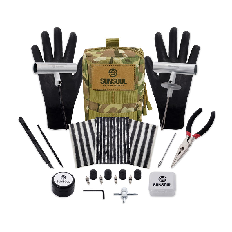 SUNSOUL Portable Tire Repair Kit with Plugs, Heavy Duty Tire Plug Kit, 40PCS Flat Tire Emergency Repair Tool for Car, Motorcycle, Truck, ATV, UTV, RV, Tractor