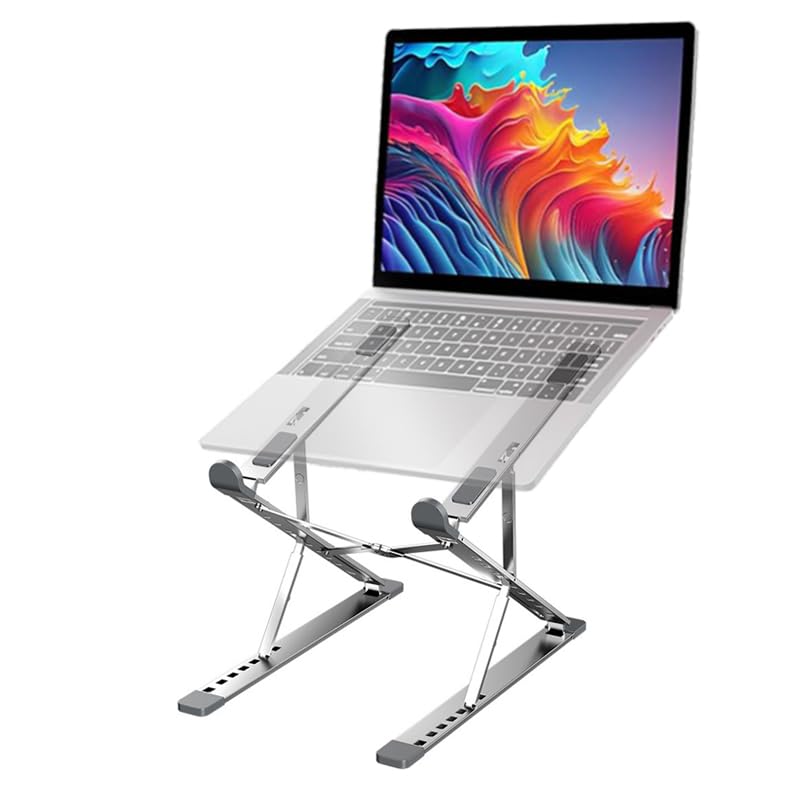 Adjustable Laptop Stand for Desk Portable Notebook Stand Aluminum Computer Holder for Desk Compatible with Lenovo，MacBook Air Pro, Dell XPS, HP，All 10-17.3‘’ Laptops-Silver