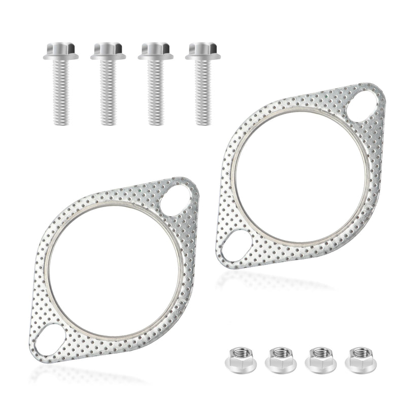 2PCS 2.5" Exhaust Gasket Kit Include 4PCS Exhaust Bolts,2-Bolt Exhaust Flange Gasket for Automotive Replacement Exhaust Manifold Gaskets OEM#120-06310-0002,Premium Car Accessories (2.5inch) 2.5inch