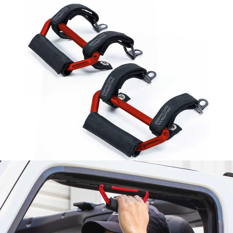 GPCA GP Grip Air Grab Handles Designed for 2024+ Jeep Wrangler JL 4xe w/Airbag Compatible - Aero-Grade Aluminum, Patented Foldable Design, Easy Installation Firecracker Red 2 Pack for Jeep Wrangler & Gladiator 2024+