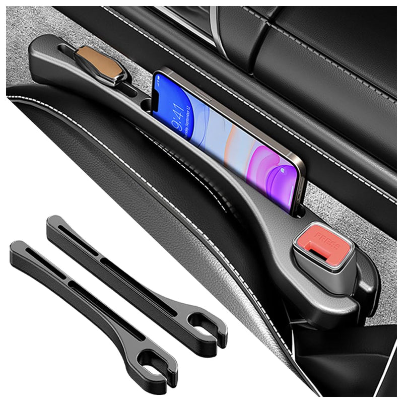 2PCS Car Seat Gap Filler with Phone Holder,[New Upgrade] Multi-Function Car Side Seat Gap Filler for Prevent Items Falling,Universal Car Seat Organizer Car Accessories Interior (Black) Black