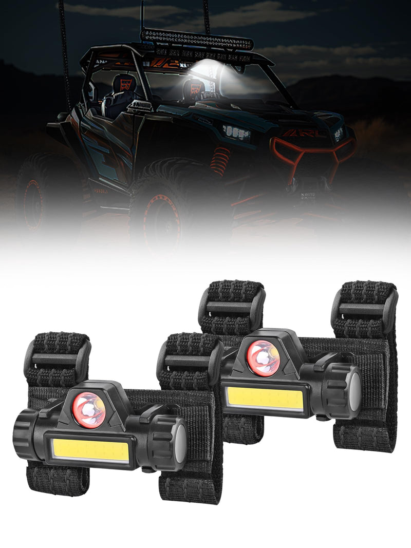 UTV Dome Light – Rechargeable UTV Cage Roof Lights, Universally fit Polaris Can-Am Yamaha Arctic Cat Kawasaki as UTV Spot Light, Reading Light, Work Light, Waterproof & Durable (2pcs) 2