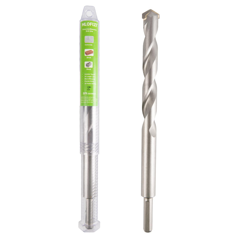 1" x 12" Masonry Drill Bits 1 inch Concrete Hammer Drill Bits Carbide Tipped, for Cement, Brick, Stone, 3-Flat Shank 1" X 12"