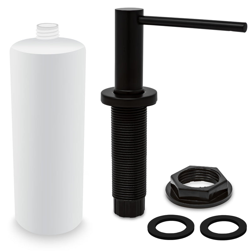 Metpure Built in Soap Dispenser for Kitchen Sink, Stainless Steel Countertop Pump. Refillable ABS 17oz. Bottle for Soap/Lotion (Matte Black) Matte Black