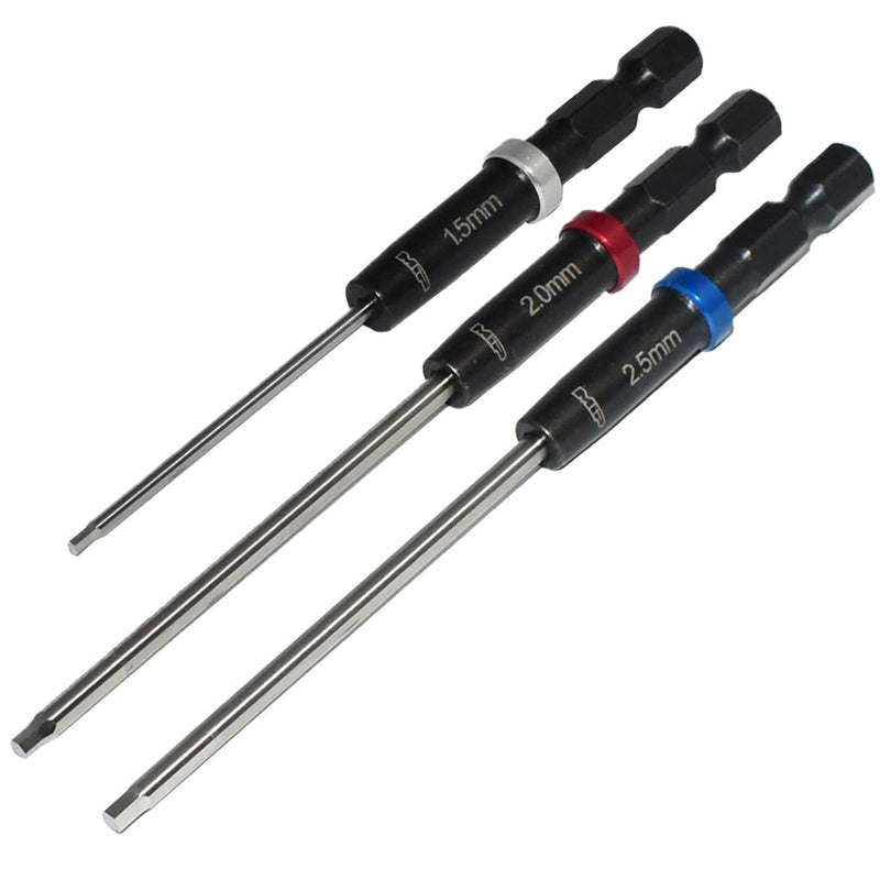 MIP RC Hex Bit Set and Tool Kit 9612 (1.5mm, 2.0mm, 2.5mm) – Hex Head Allen Wrench Drill Tools and Tool Bits for Screwdrivers, Electric Screwguns, and Power Drills For RC Cars - Made in USA 1.5mm / 2.0mm / 2.5mm - Hex Set