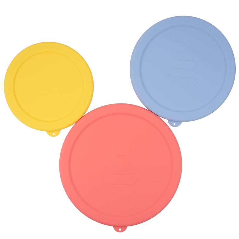 3 Pack Silicone Lids Only Fit for Pyrex 322-1 Quart / 323-1.5 Quart / 325-2.5 Quart Smart Essentials Rimmed Glass Mixing Bowls, Dishwasher and Microwave Safe (Lids Only) 3 Pack Lids (322 + 323 + 325)