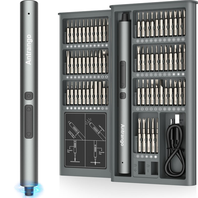 Mini Electric Screwdriver Set, 3.7V Cordless Screwdriver Set USB-C,71 S2 Preicison Bits,2 Torque Settings,Led, Magnetic Power Screwdriver Repair Tool Kit for PC RC Elect