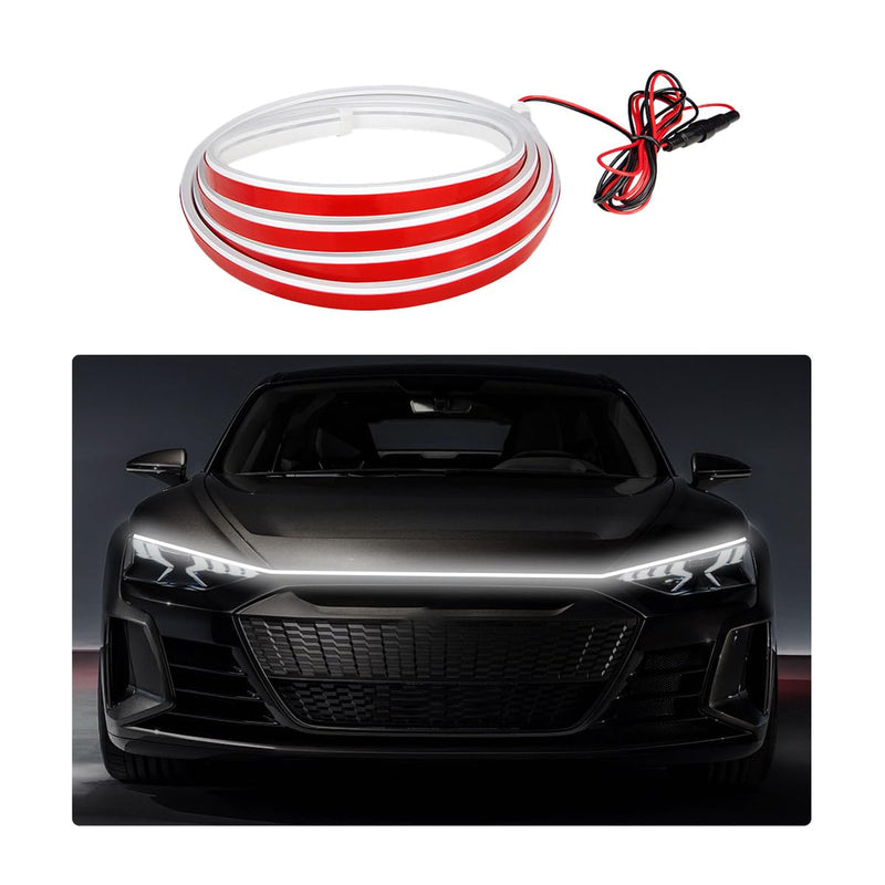 79 Inch Car Hood Light Strip, Exterior Flexible Daytime LED Running Light, Waterproof Auto LED Strip Light with Dynamic Scan Start-up Effect, Car Accessories for SUV Truck (White) 2M White