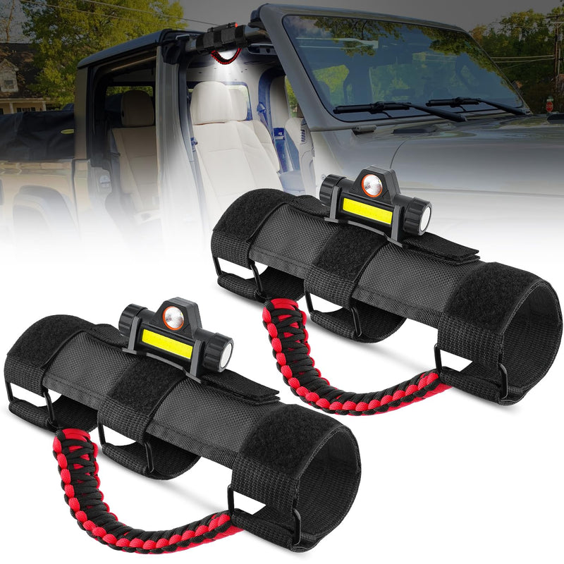 Nilight Dome Light w/Grab Handle Universal 2”- 4” Roll Bar Mount LED Interior Lights Spot Flood Combo Beam Metal Buckle for Wrangler CJ YJ TJ JK JL Gladiator JT 2PCS Jeep Dome Light w/Grab Handle