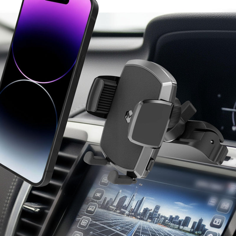 Simple CD Cradle Phone Mount - Upgraded Hands-Free Car Phone Holder - Thick Case Friendly - Mount for CD Player - Compatible with iPhone 12-17 & iPhone Air, Android - Black CD Cradle Mount
