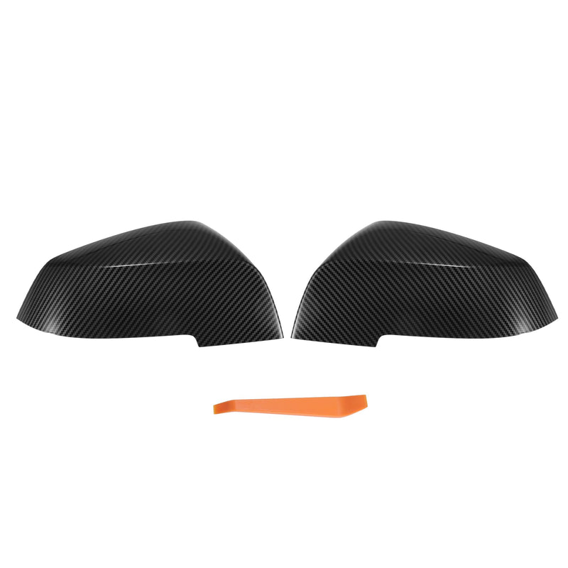 X AUTOHAUX Pair Car Rear View Driver Passenger Side Mirror Cover Cap Replacement Black Carbon Fiber Pattern for BMW F20 F22 F23 F30 F31 F32 F33 F36 F87 M2 X1 E84 Mirror Guard Covers